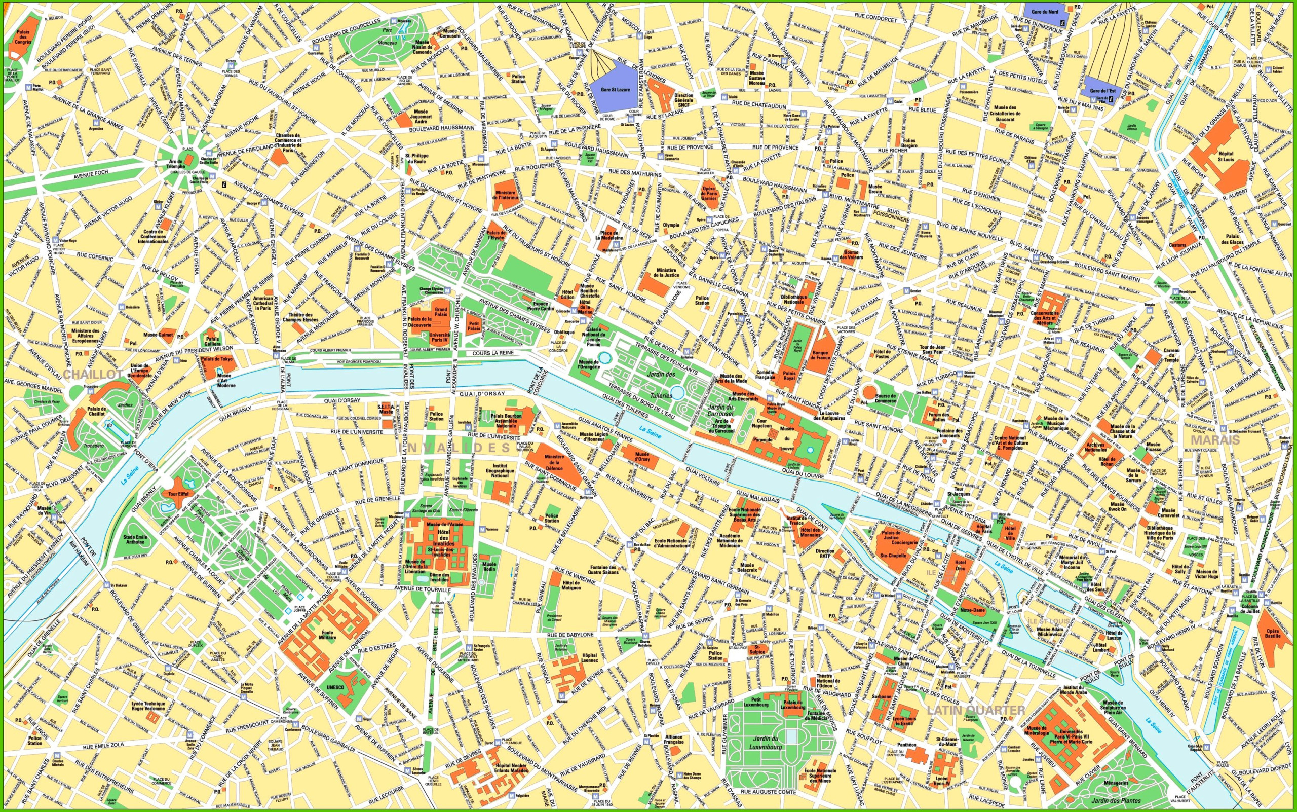 Paris City Centre Map With Tourist Attractions And 