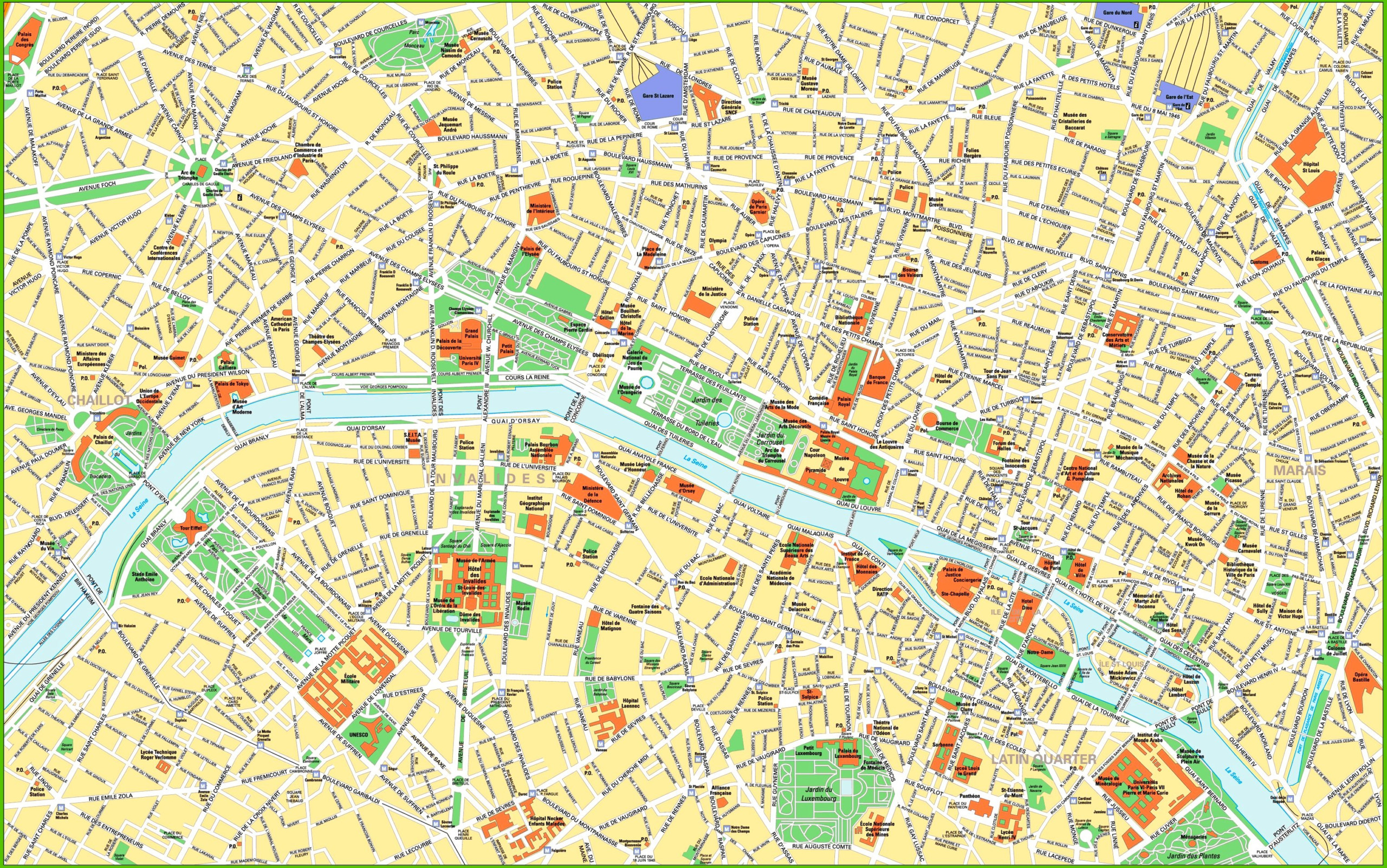 Paris City Centre Map With Tourist Attractions And 
