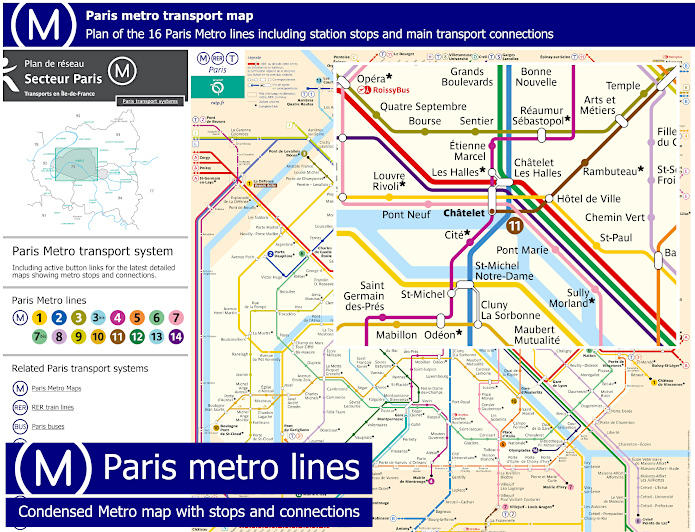 Paris Metro Maps Plus 16 Metro Lines With Stations 