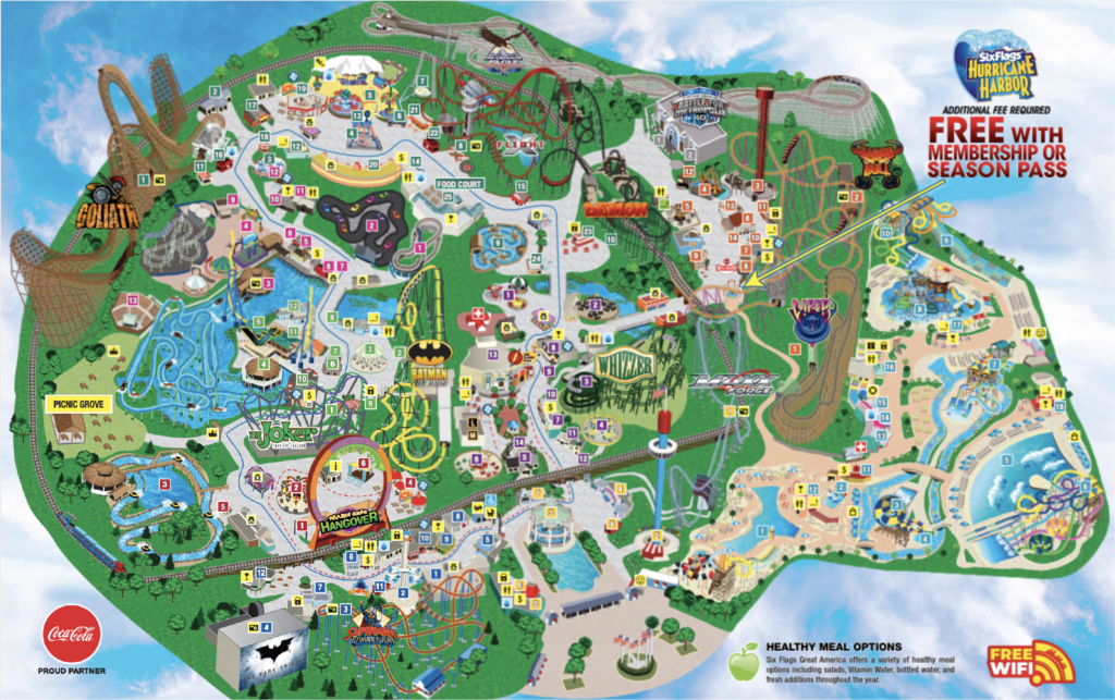 Park Map Six Flags Great America Park Map Six Flags Great America
