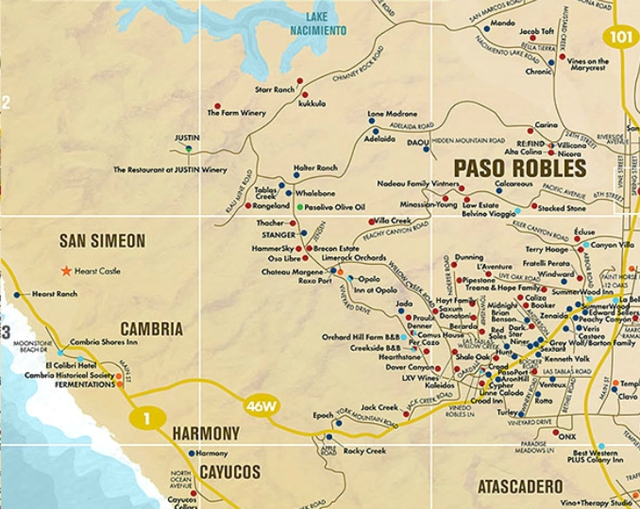Paso Robles Area Wine Tasting Map Paso Robles Wineries 