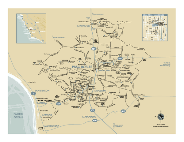 Paso Robles Wine Country Map Paso Robles California 