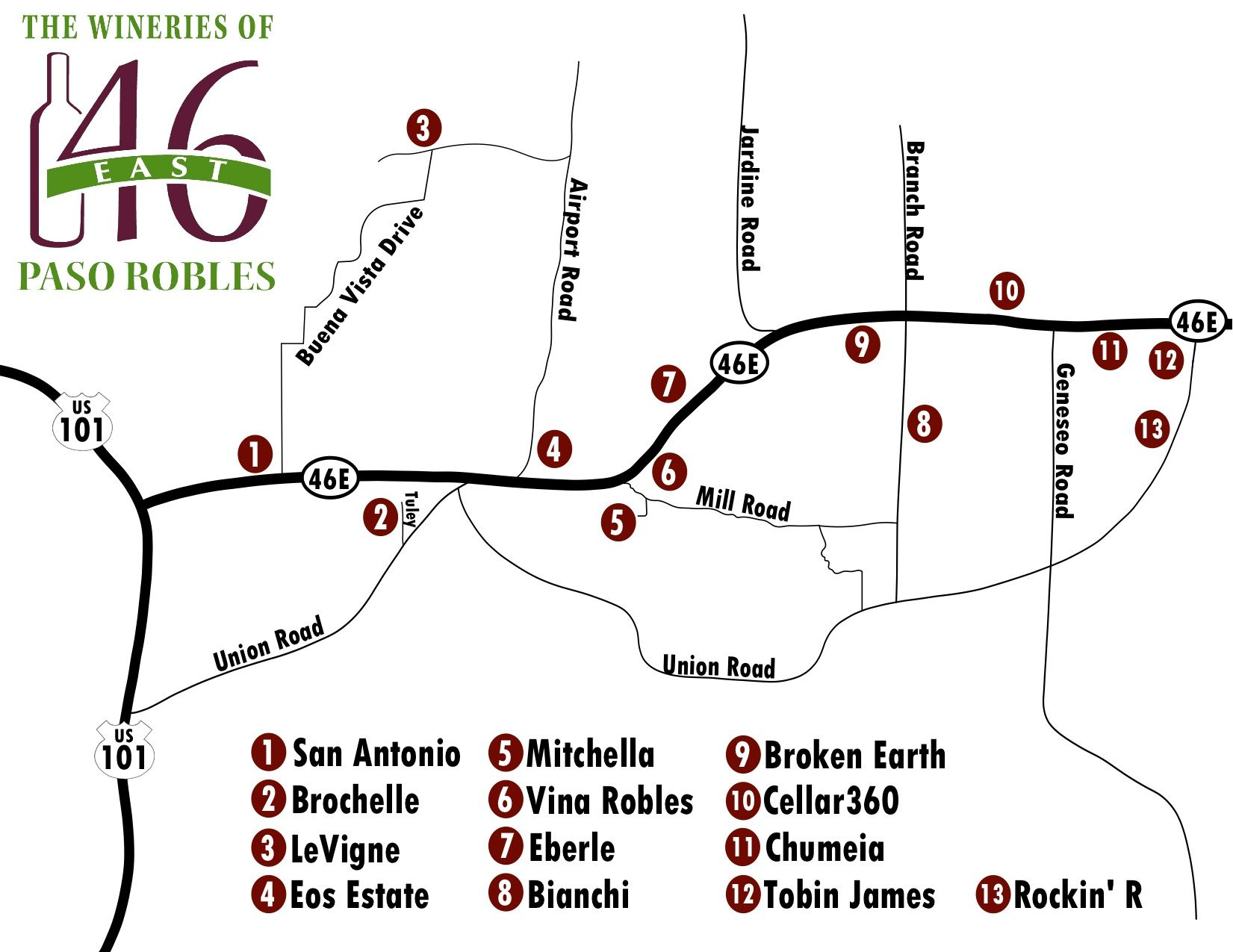 Paso Robles Winery Map Free Paso Robles Wineries Highway 