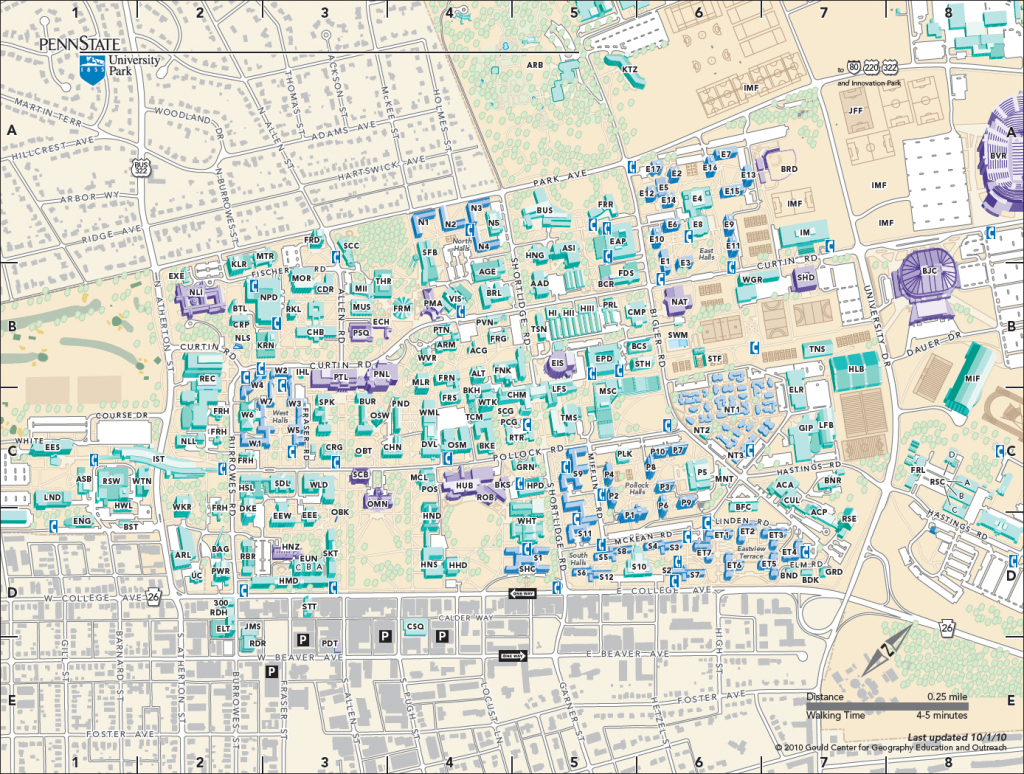 Penn State University Park Campus Map Printable Map