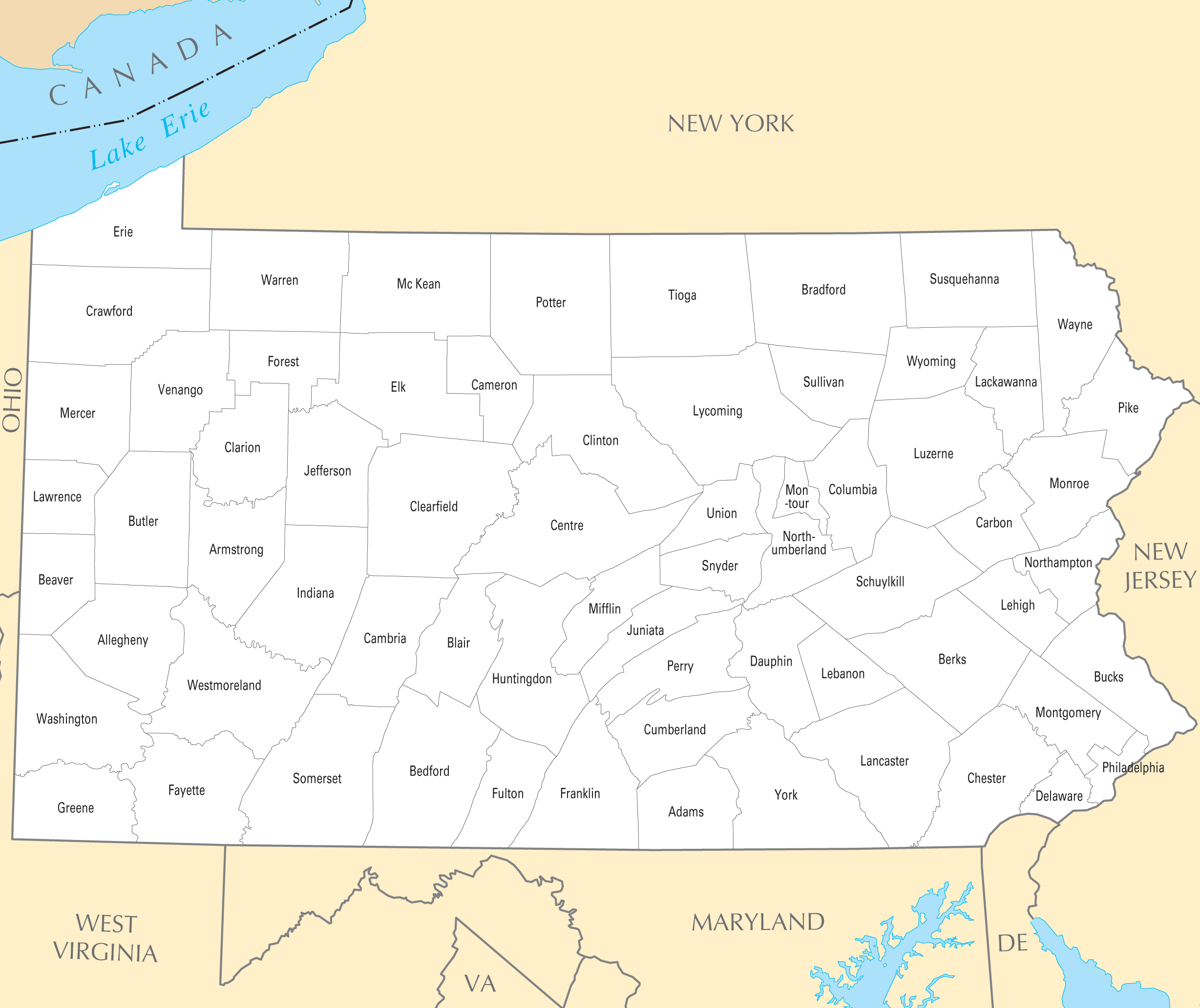 Pennsylvania County Map Mapsof