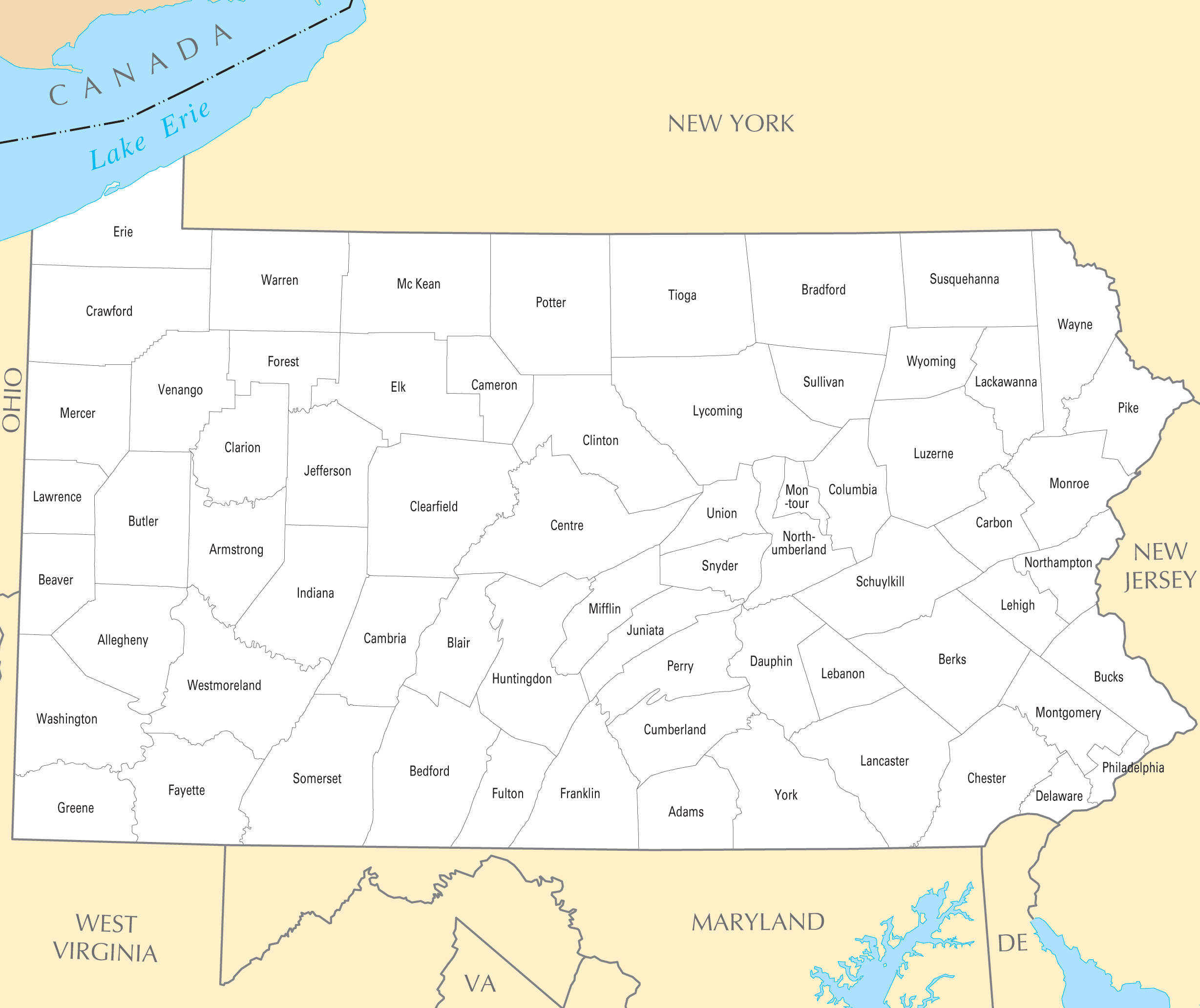 Printable Pa County Map – Printable Map of The United States