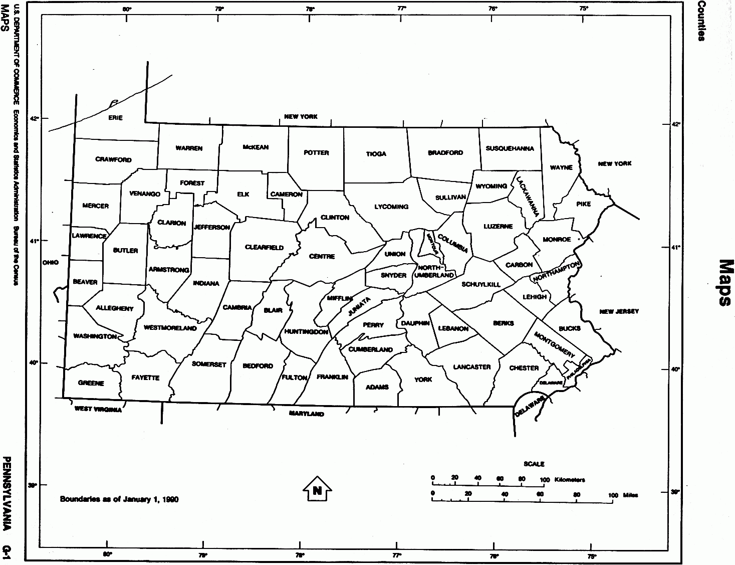 Pennsylvania State Map With Counties Outline And Location 