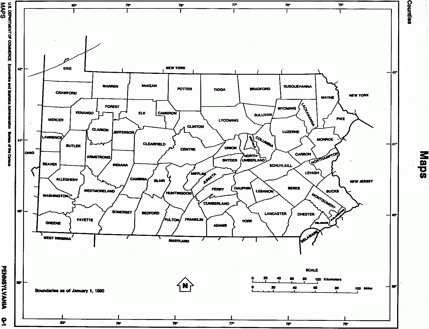 Pennsylvania State Map With Counties Outline And Location Pennsylvania State Map With Counties Outline And Location