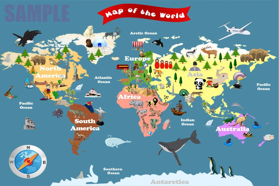 Personalized Laminated World Map For Kids Let S By Personalized Laminated World Map For Kids Let s By