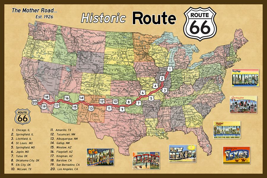 route 66 distances and travel times