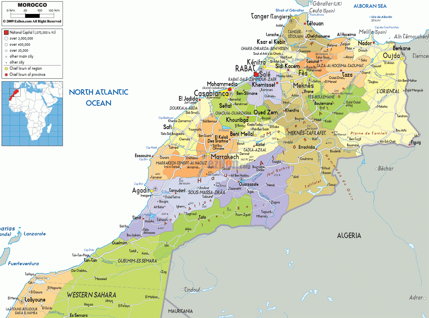 Printable Map Of Morocco Printable Map of The United States