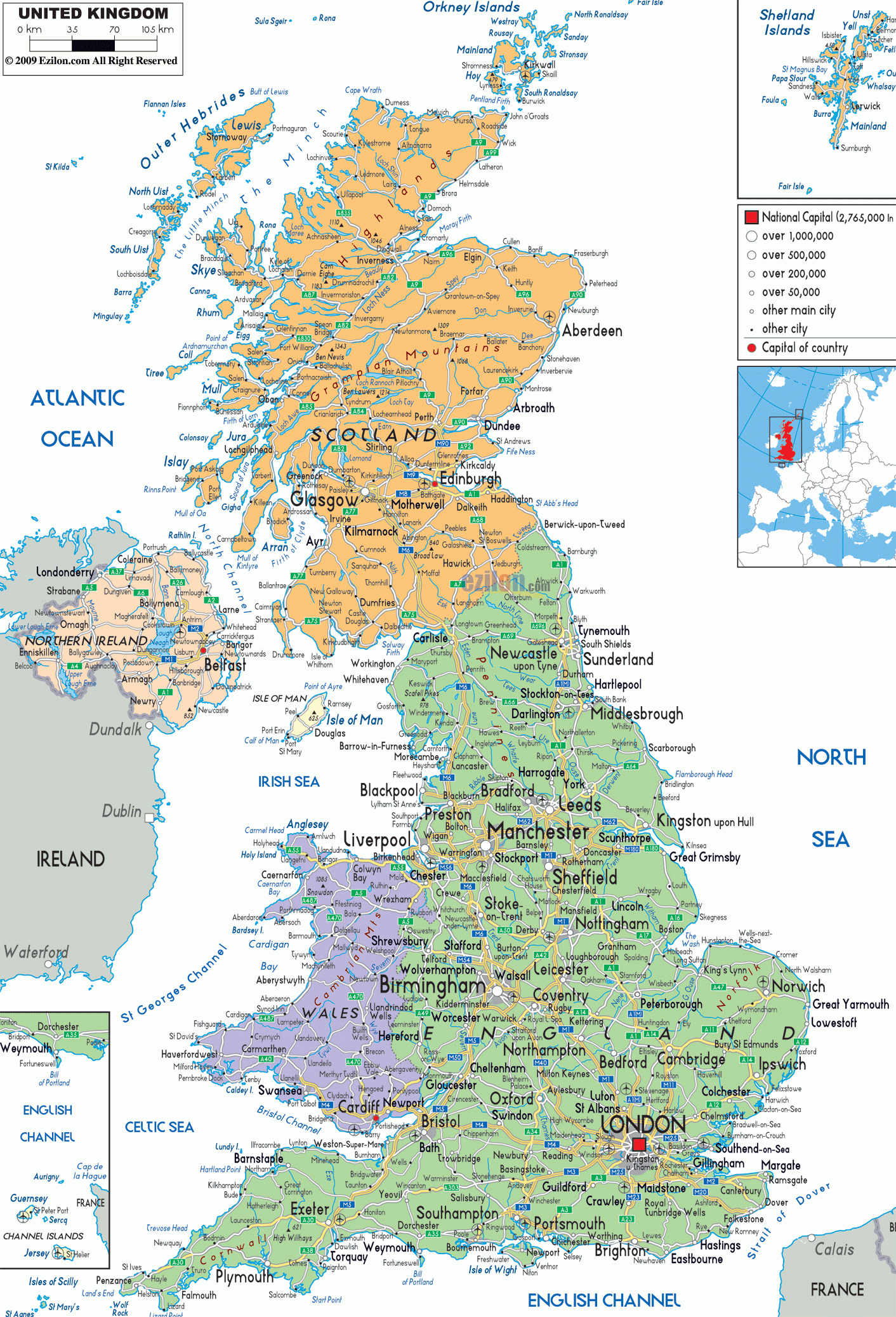 Political Map Of United Kingdom Ezilon Map