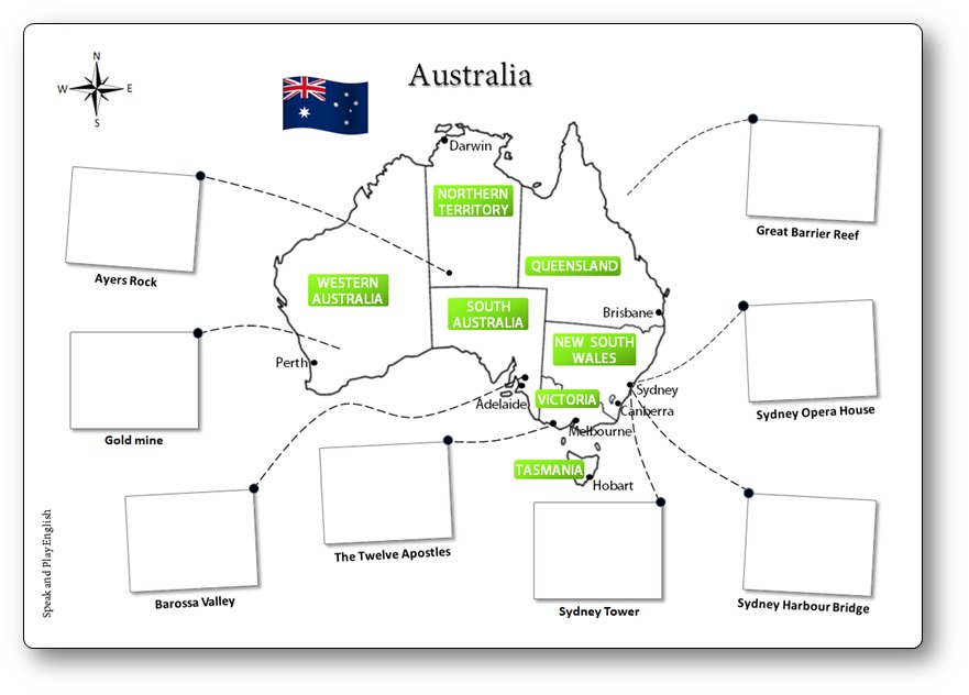 Printable Australia Illustrated Map For Children 