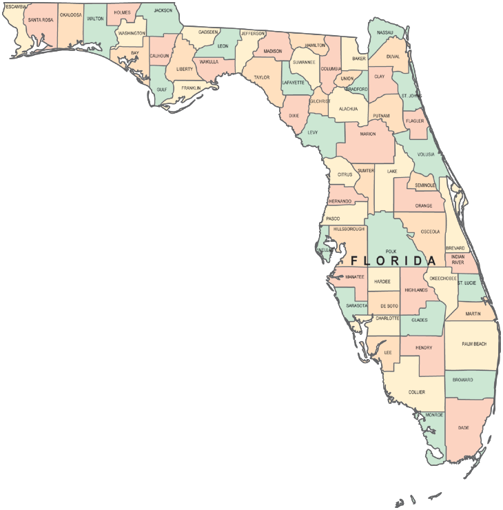 Printable Florida Map FL Counties Map