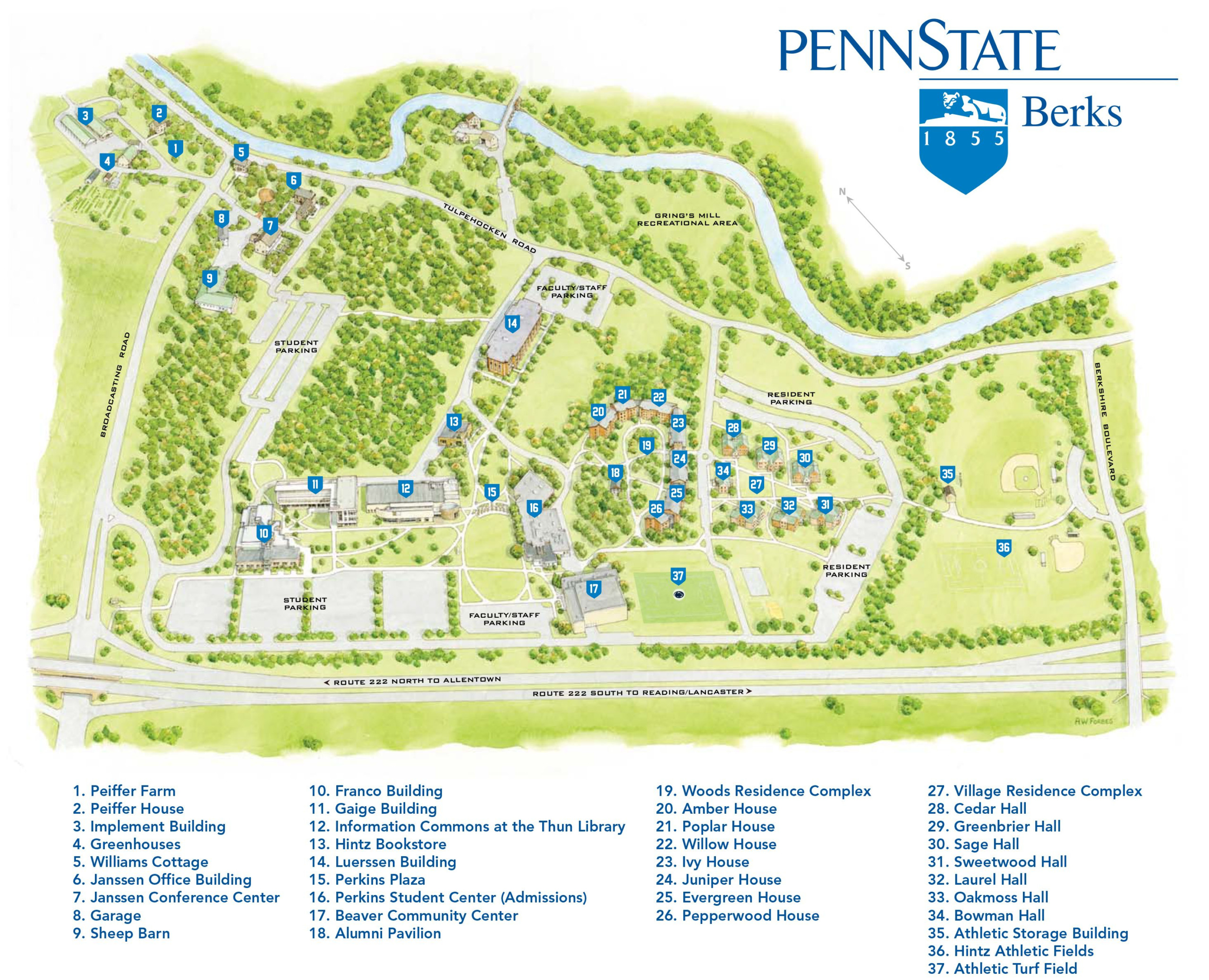 Printable Map Of The Penn State Berks Campus Http bk 