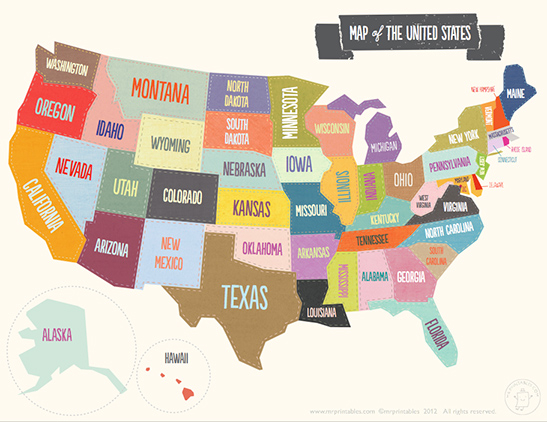 Printable Map Of The USA Mr Printables Printable Map Of The USA Mr Printables