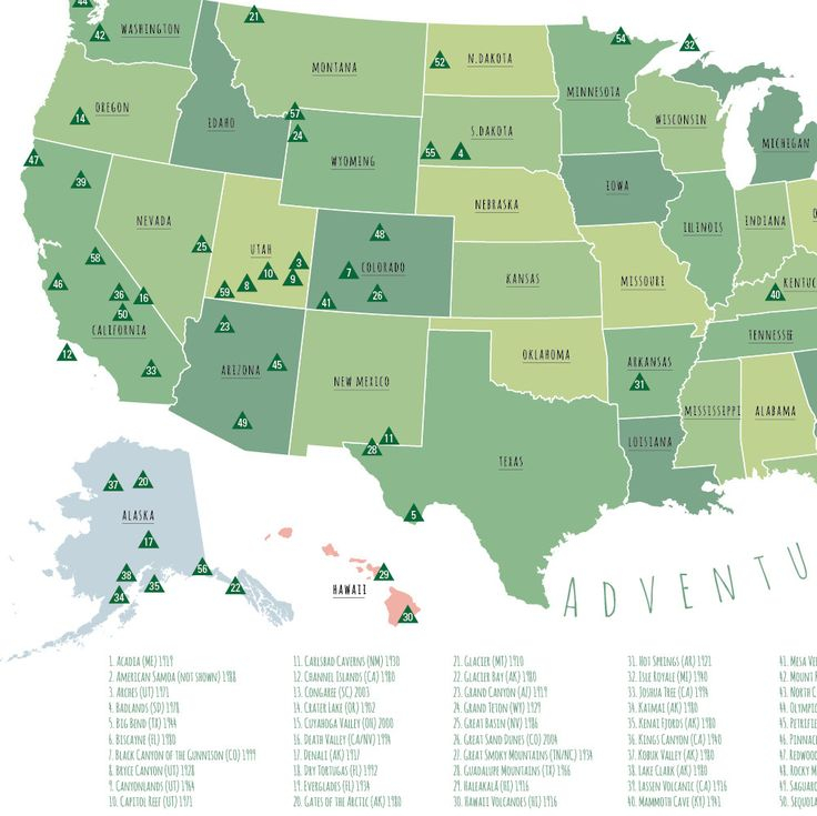 Printable US National Parks Map File Type 300dpi PDF 