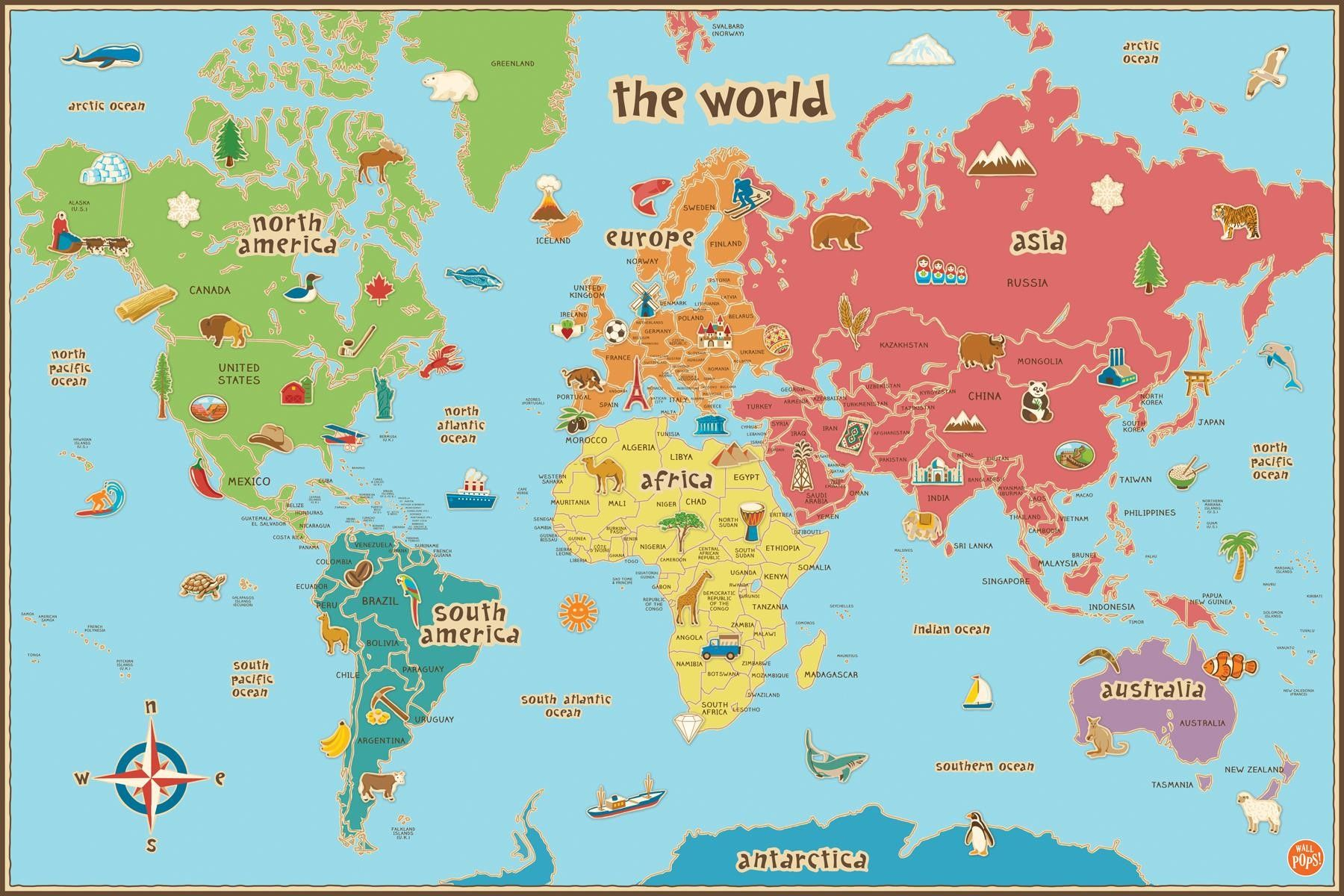 Printable World Map For Kids Maps Inside Of The 