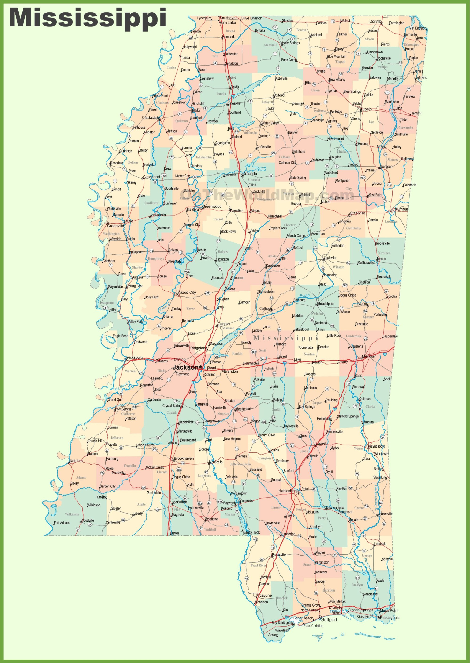Road Map Of Mississippi With Cities Map Printable Maps Road Map Of Mississippi With Cities Map Printable Maps