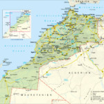 Road Map Of Morocco With Relief Cities And Airports
