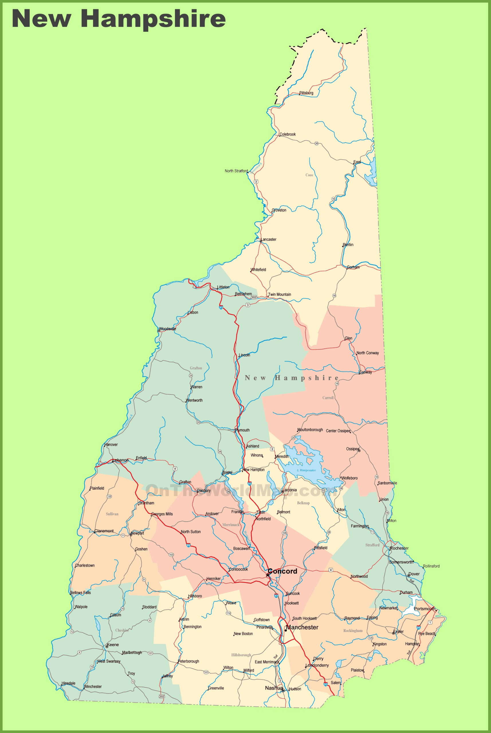 Road Map Of New Hampshire With Cities Road Map Of New Hampshire With Cities