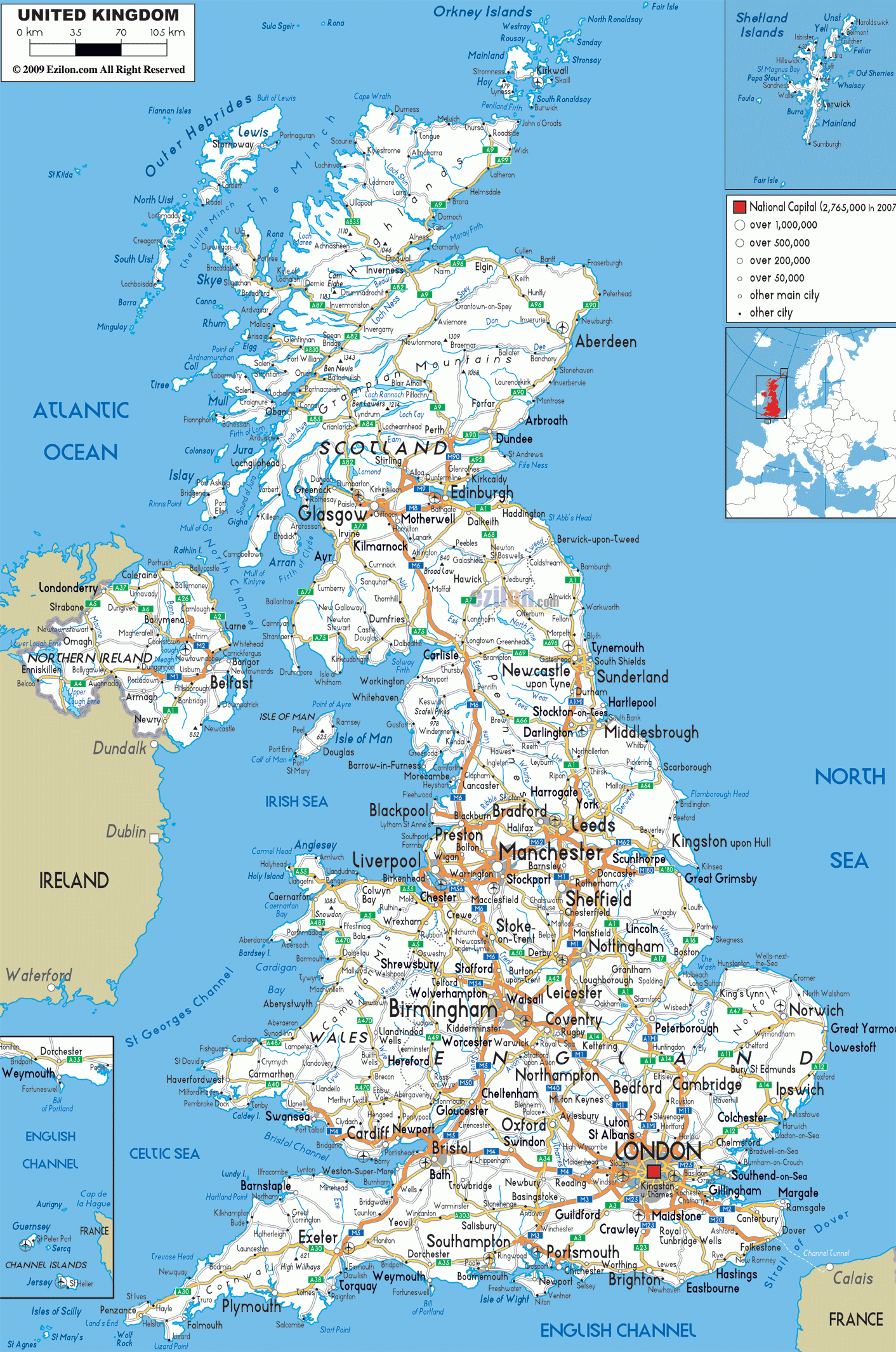 Road Map Of United Kingdom Ezilon Maps