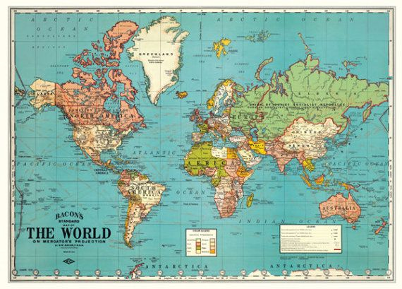 SMALL Vintage World Digital Map PRINTABLE Map For Nursery 