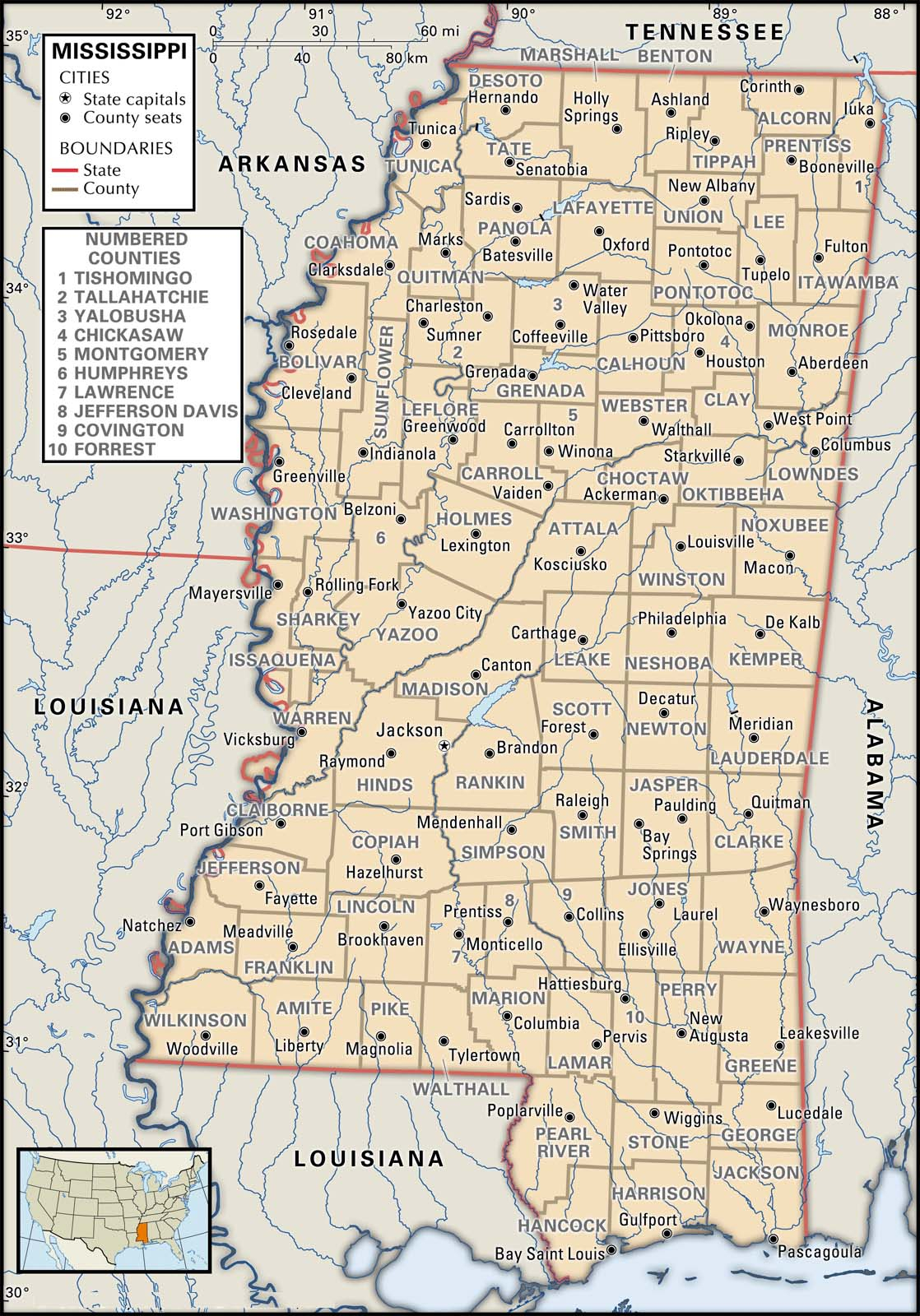 State And County Maps Of Mississippi