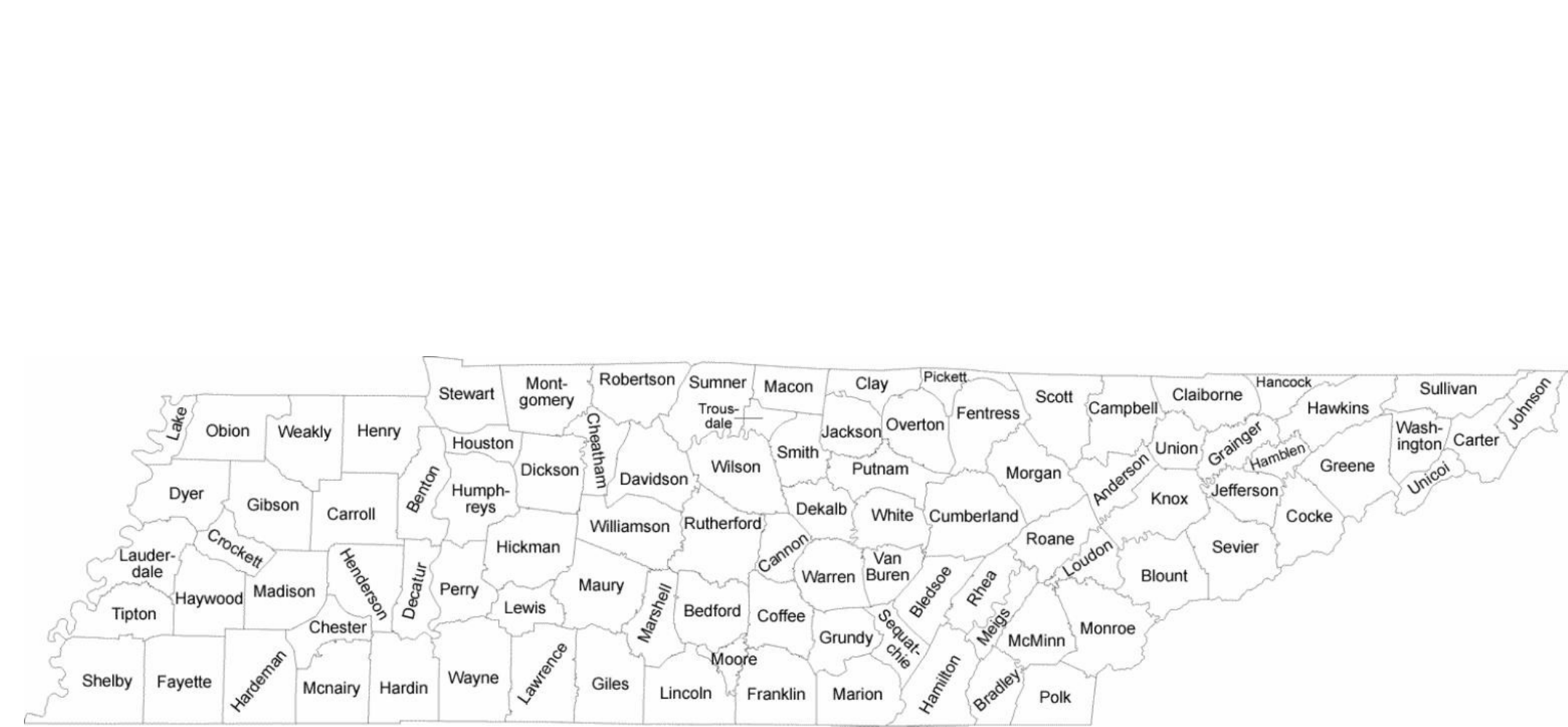 Tennessee County Map With County Names Free Download With 