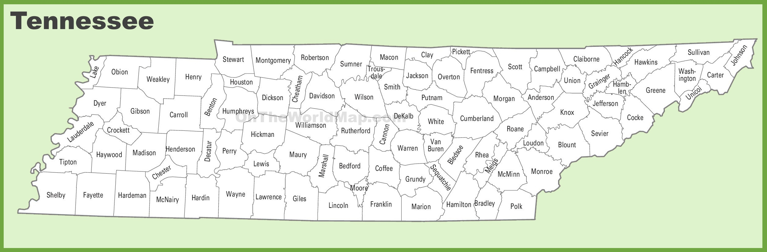 Tennessee County Map Tennessee County Map