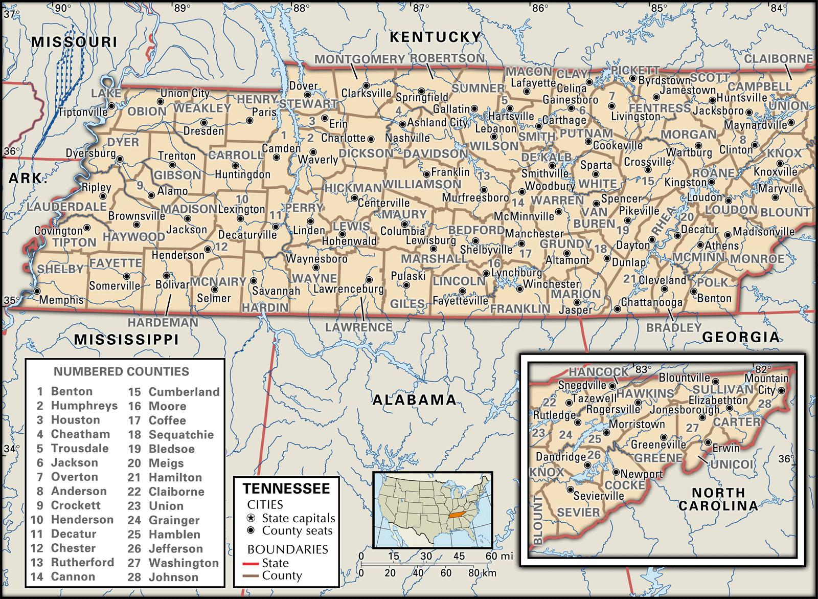 Tennessee Map Free Large Images