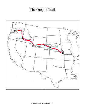 This Printable Oregon Trail Map Shows The Path Of The This Printable Oregon Trail Map Shows The Path Of The