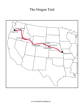 This Printable Oregon Trail Map Shows The Path Of The 