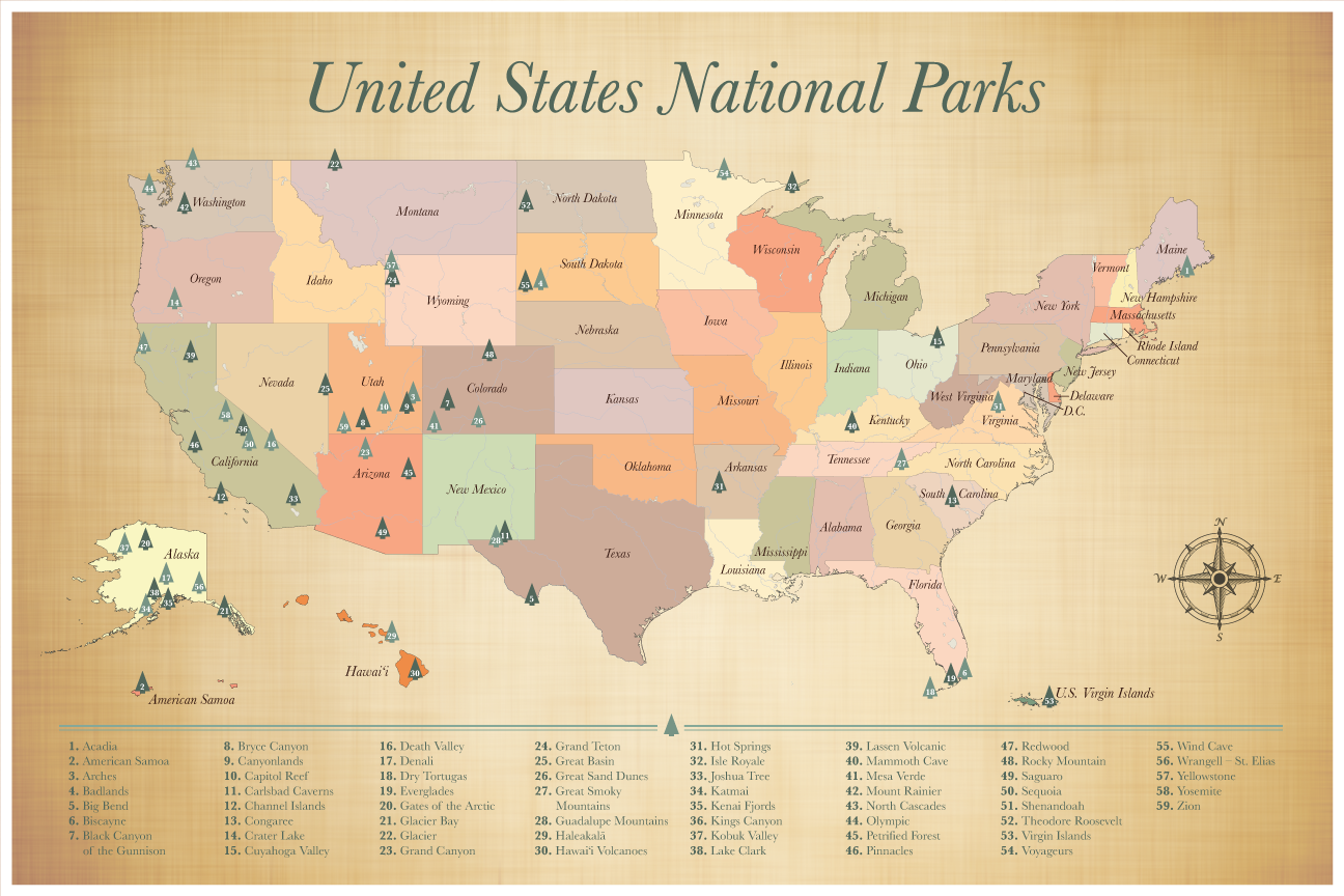 United States Map National Parks