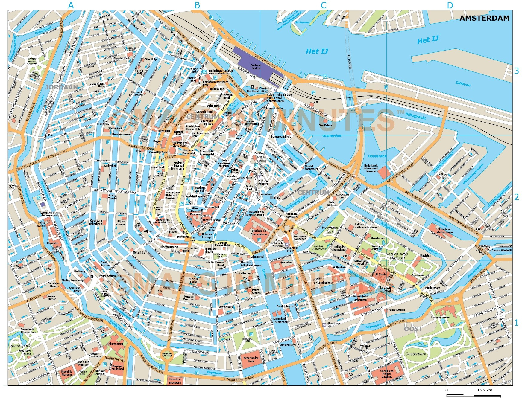 Vector Amsterdam City Map In Illustrator And PDF Digital 