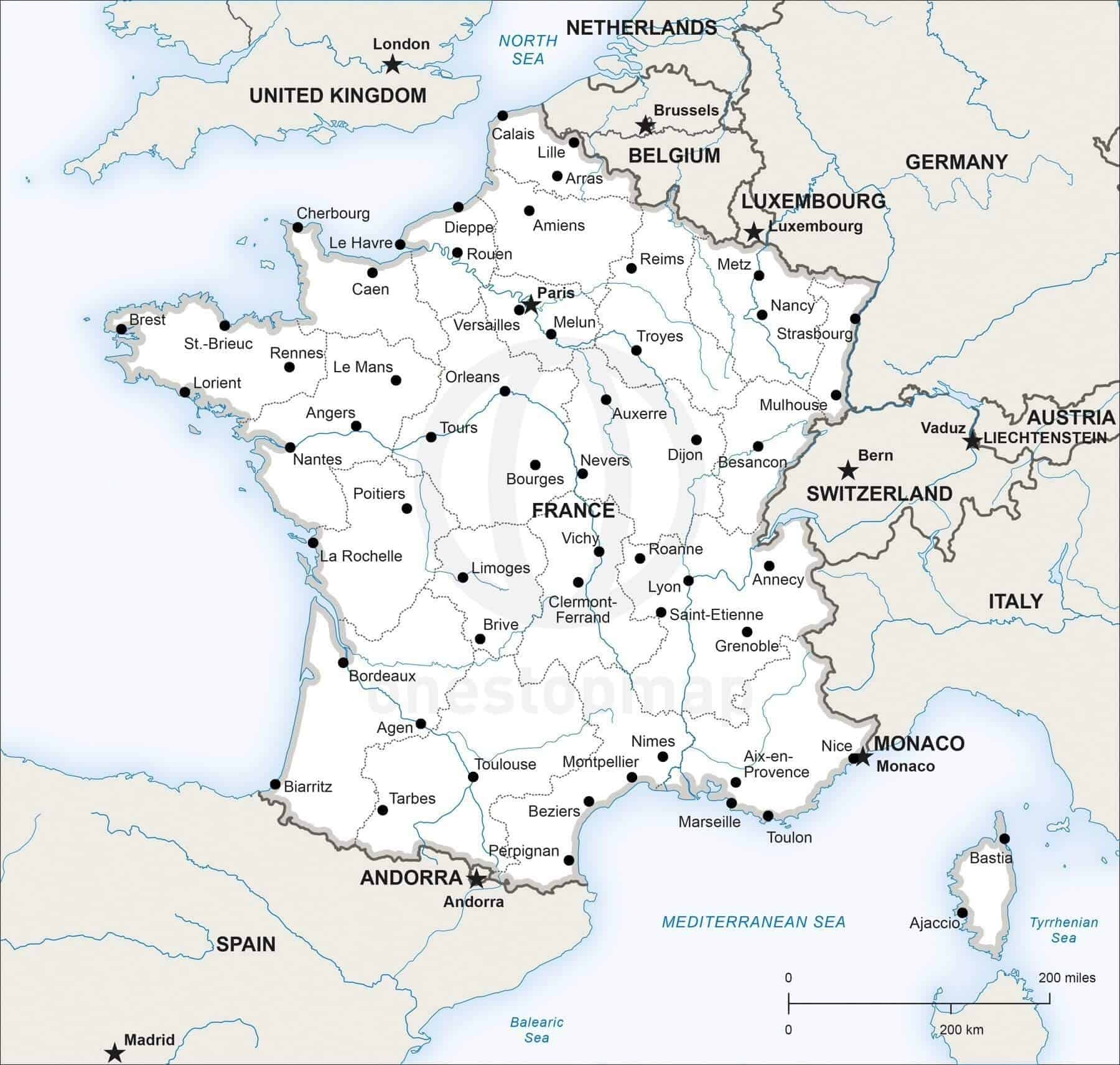 Vector Map Of France Political One Stop Map