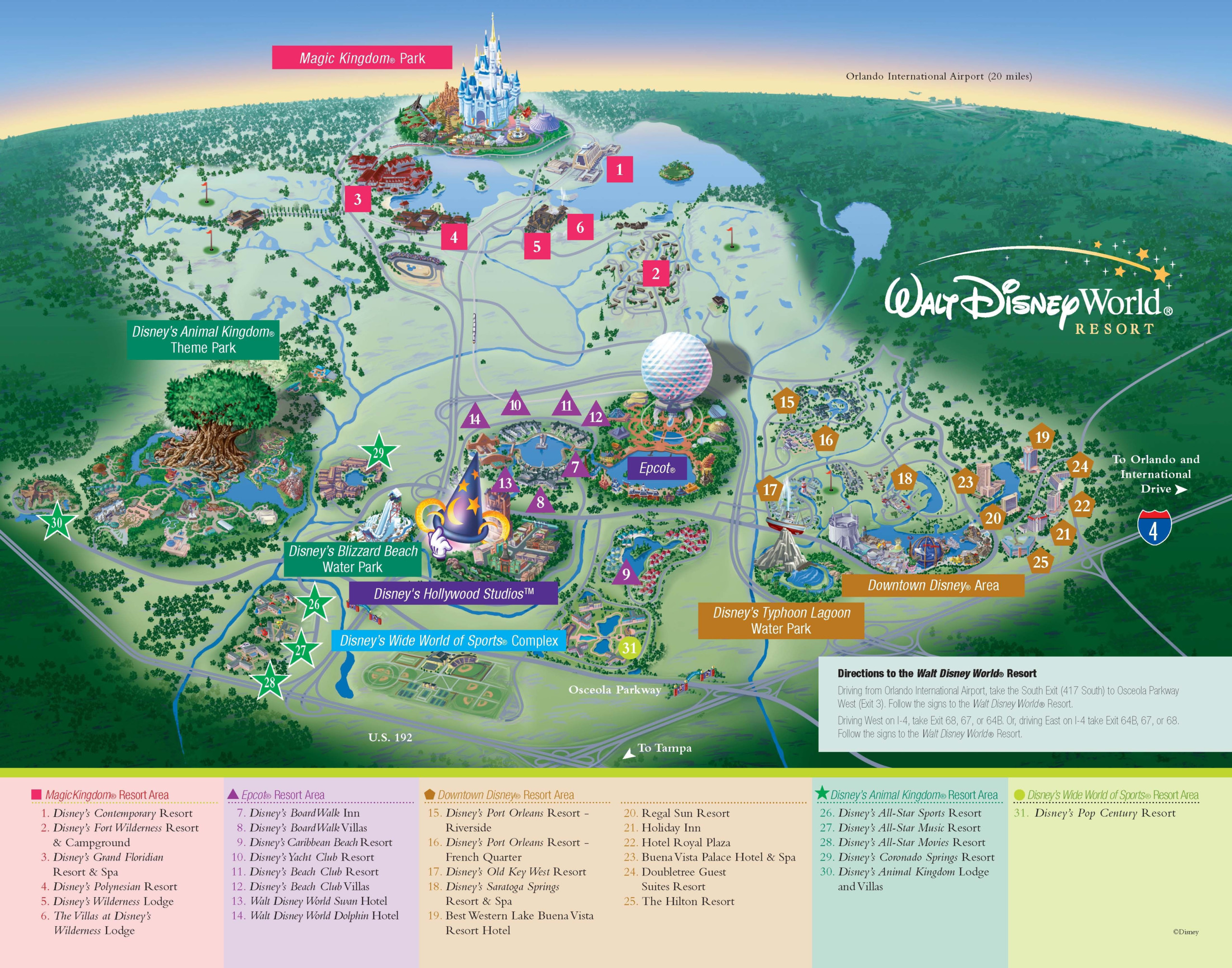Walt Disney World Resorts Resort Map Disney World 
