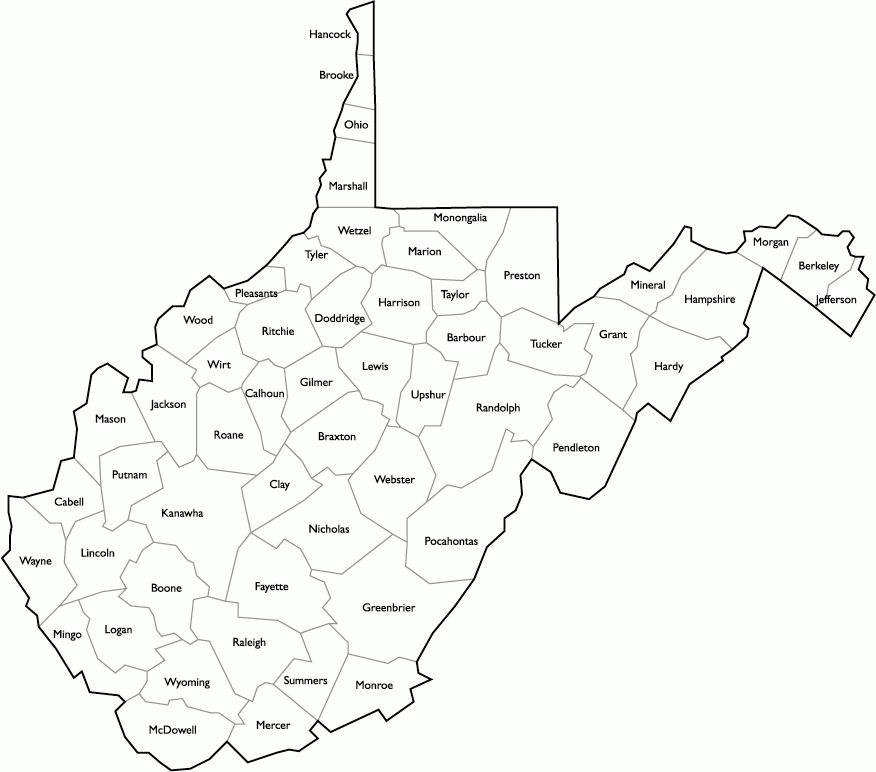 West Virginia County Map