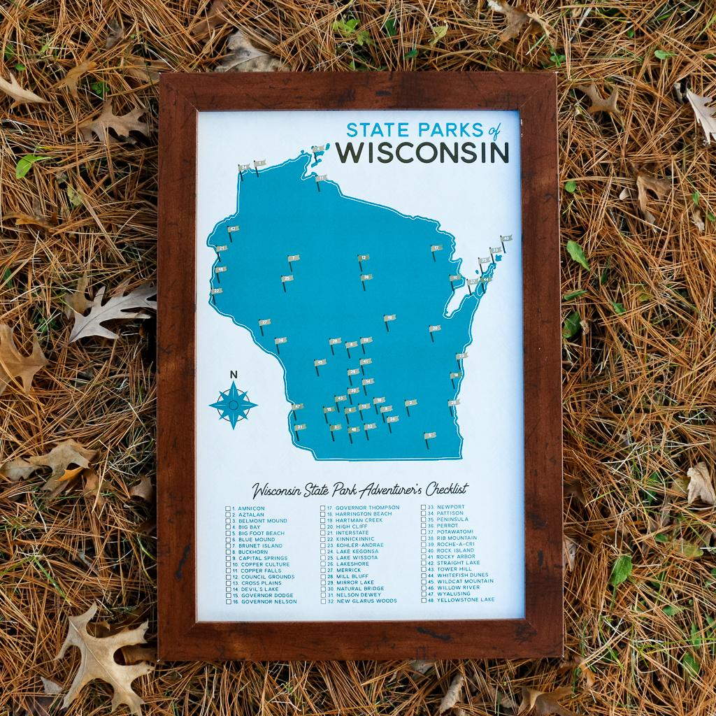 Wisconsin State Parks Map 11x17 Print ImagesOfWisconsin
