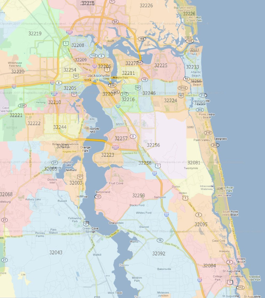 Zip Code Map Jacksonville Florida Jacksonville Zip Codes Printable
