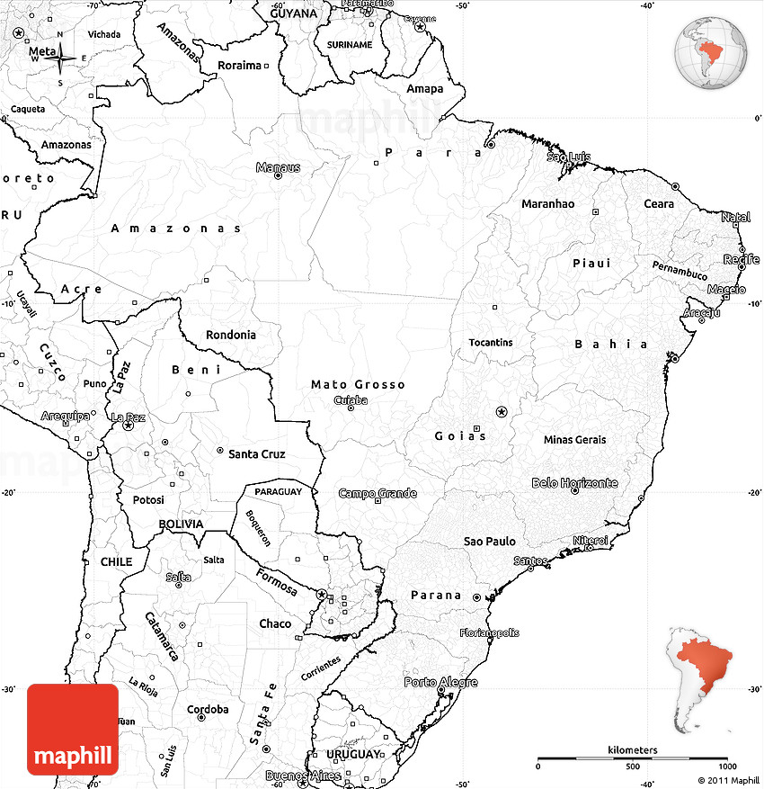 Blank Simple Map Of Brazil