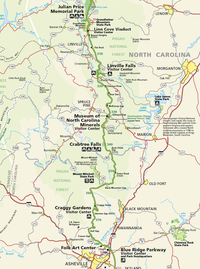 Blue Ridge Parkway Map NC Blue Ridge Parkway Map NC