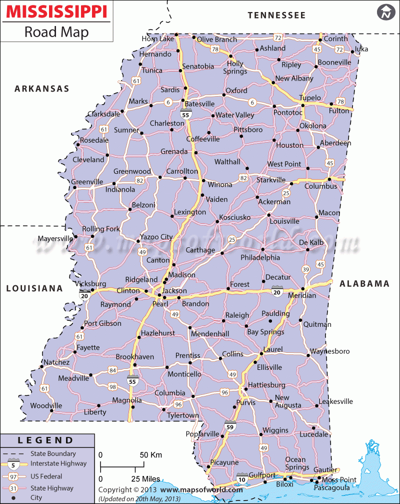 Buy Mississippi Road Map