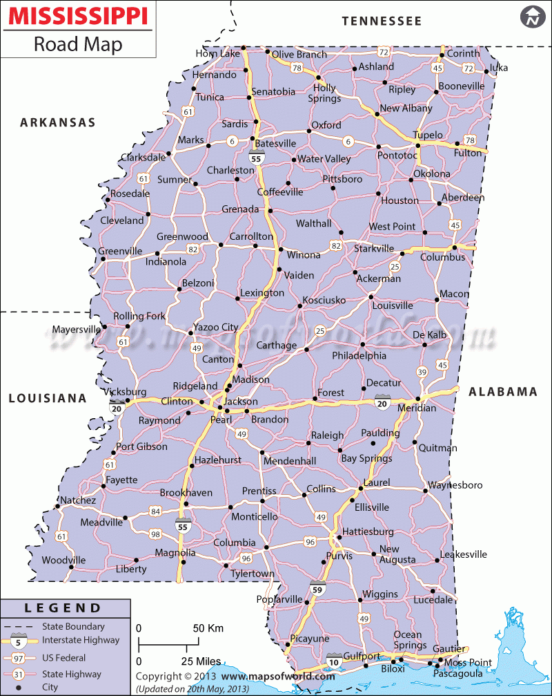 Buy Mississippi Road Map Buy Mississippi Road Map