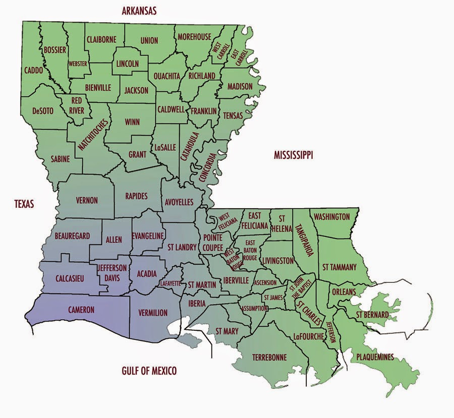 City And Parish Map Of Louisiana Free Printable Maps