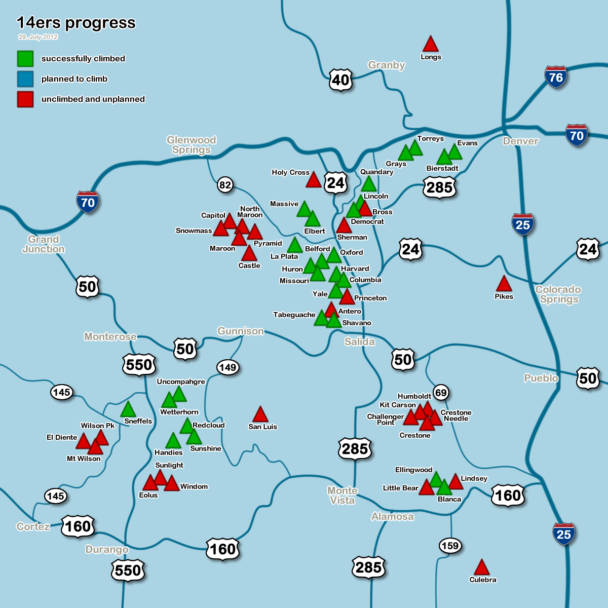 Colorado 14ers Map 14ers Colorado Colorado Map Map 