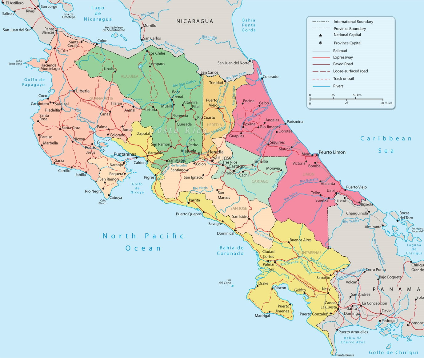 Costa Rica Political Map