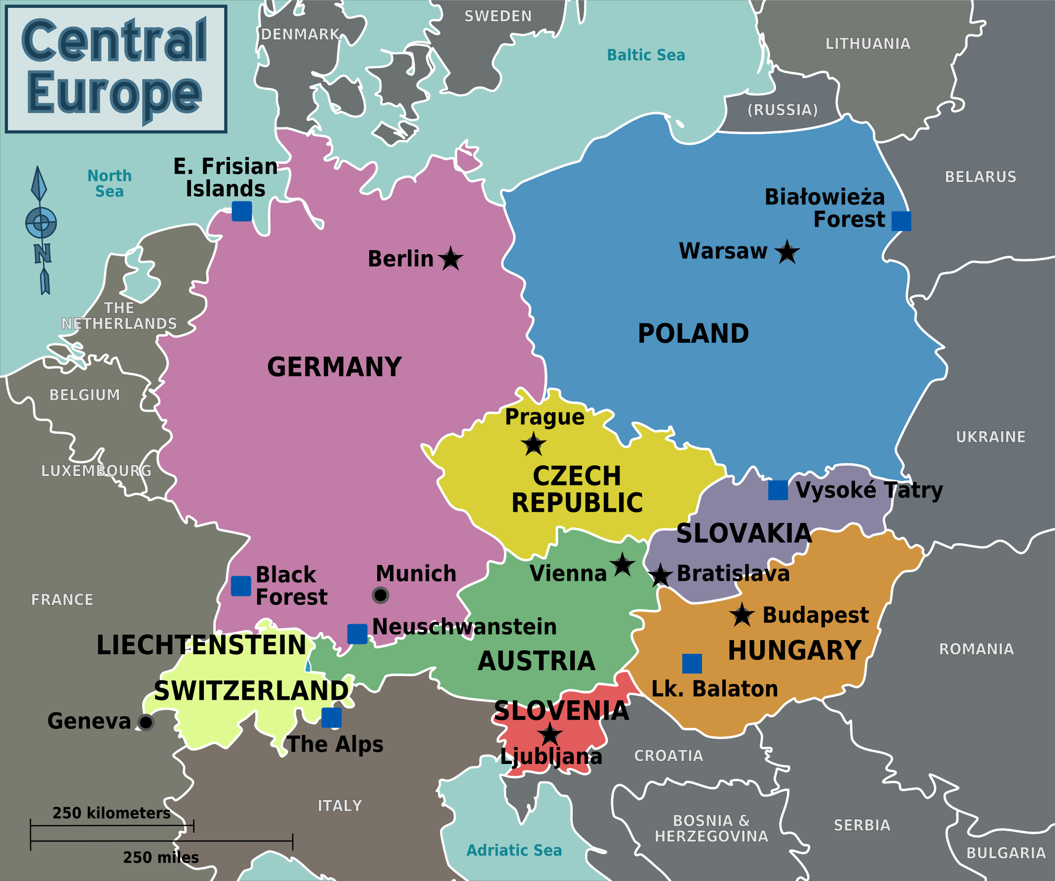 Countries Of Central Europe Central Europe Europe Map 