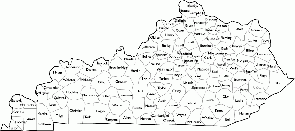 County Map Of Kentucky