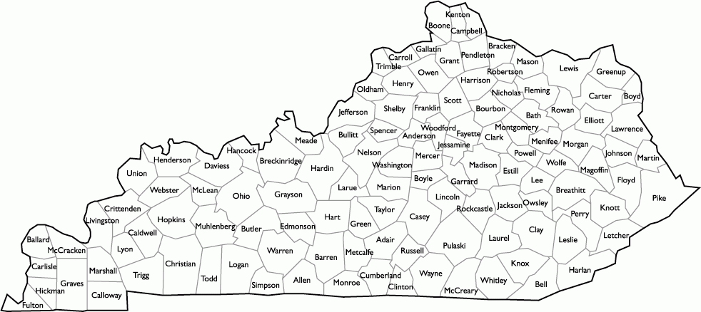 County Map Of Kentucky County Map Of Kentucky